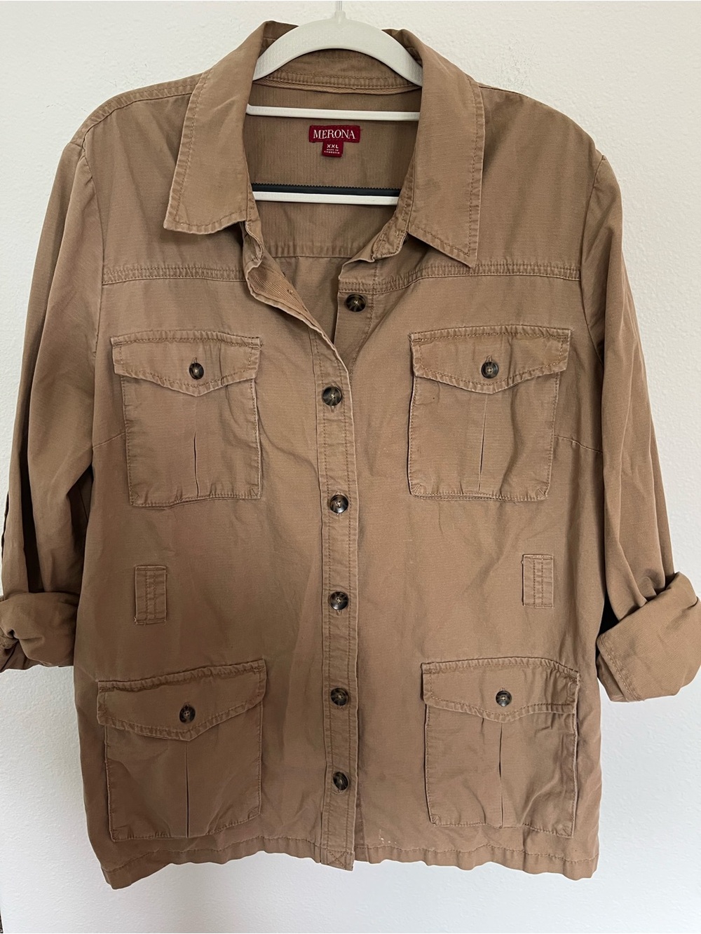 Merona Tan Utility Button-Down Shirt Jacket - Men's Casual